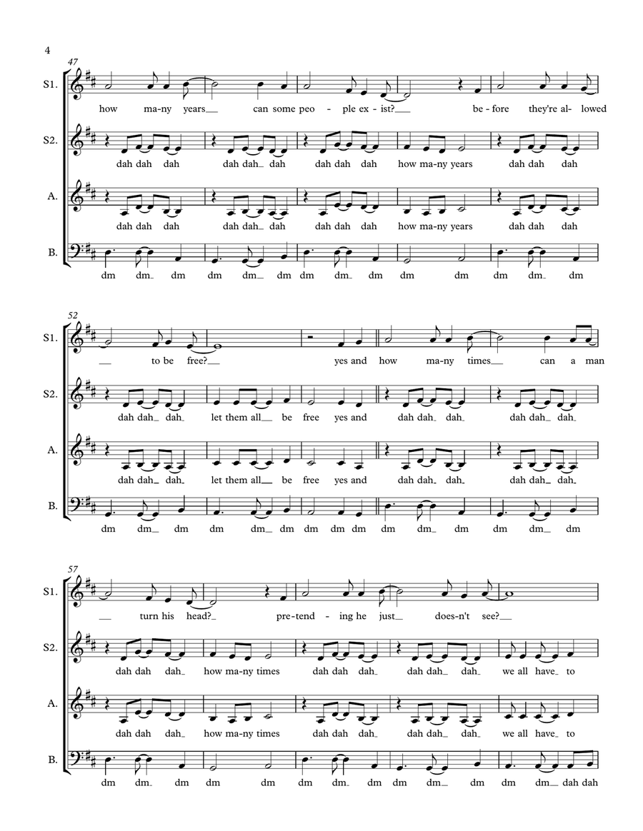 Blowin' In The Wind Blowin' In The Wind 4-Part scores gallery preview page 4