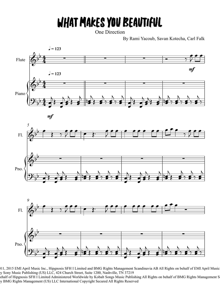 What Makes You Beautiful What Makes You Beautiful Flute Solo scores gallery preview page 1