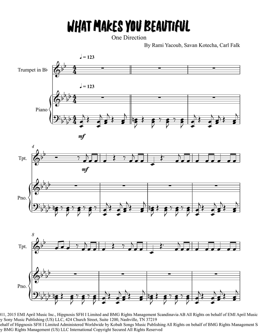 What Makes You Beautiful What Makes You Beautiful Trumpet Solo scores gallery preview page 1