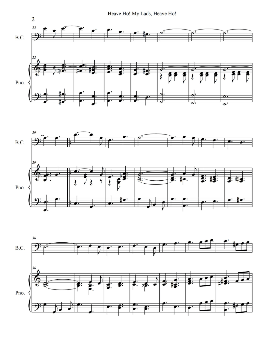Heave Ho! My Lads, Heave Ho! - for Trombone/Baritone Horn B.C./Bassoon with Piano Accomp. Bassoon scores gallery preview page 4