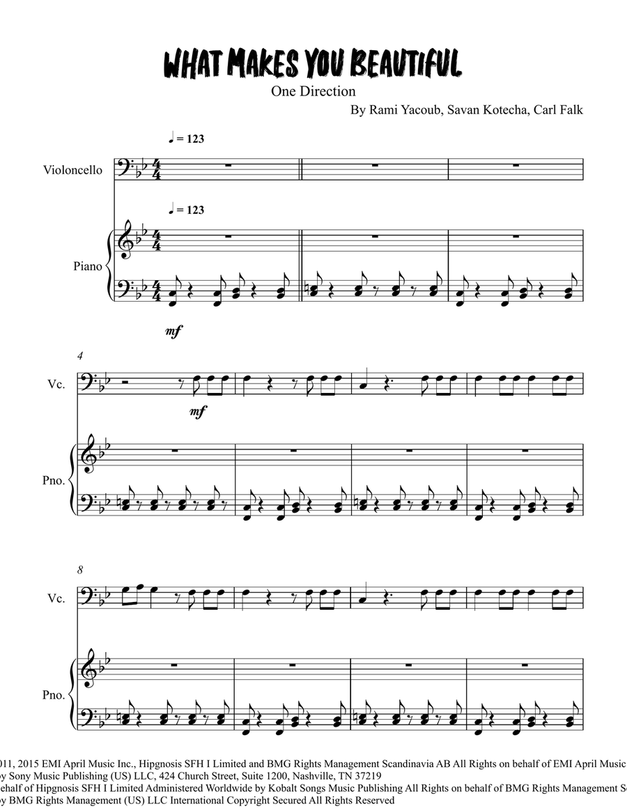 What Makes You Beautiful What Makes You Beautiful Piano scores gallery preview page 1