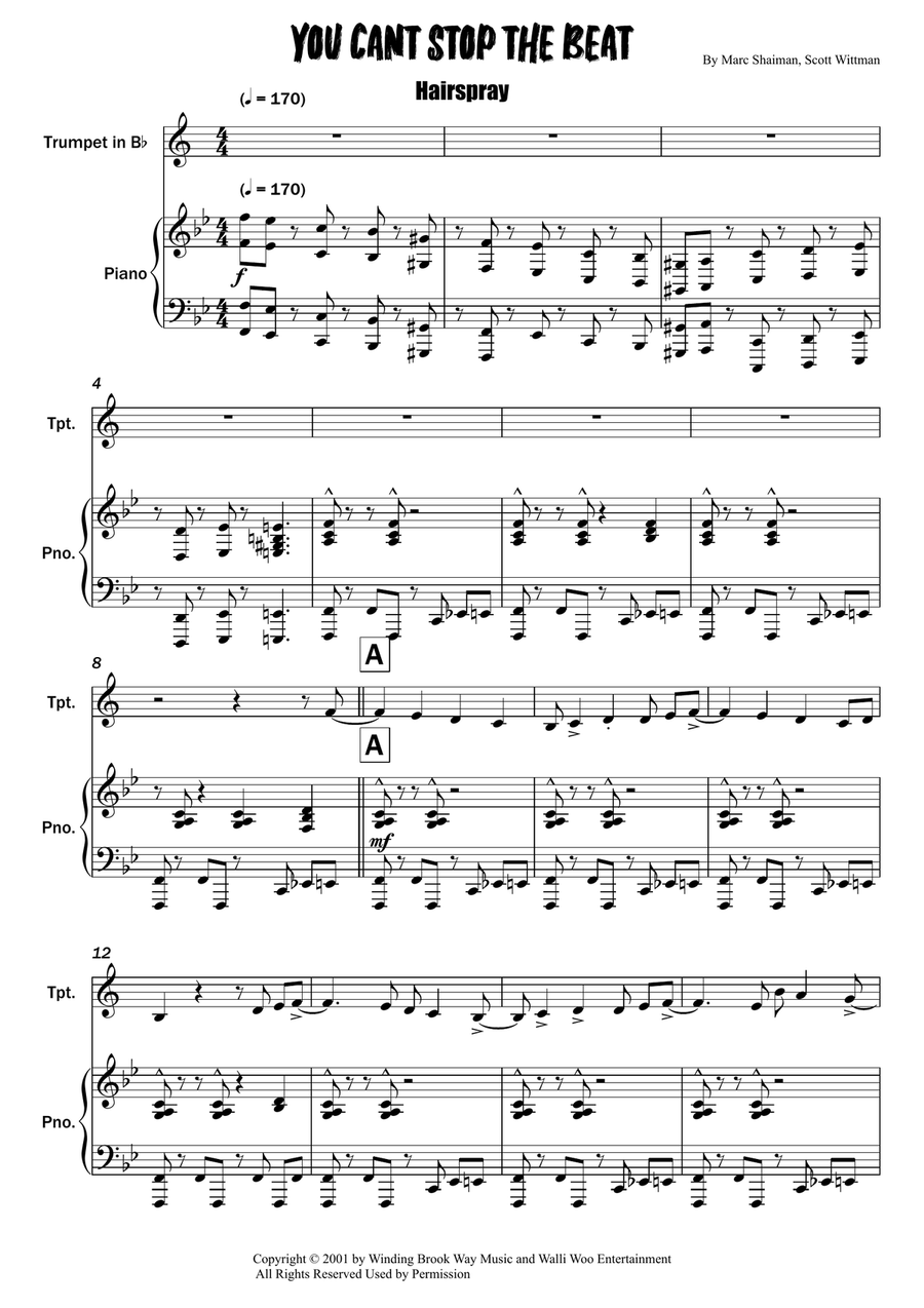 You Can't Stop The Beat You Can't Stop The Beat Trumpet Solo scores gallery preview page 1