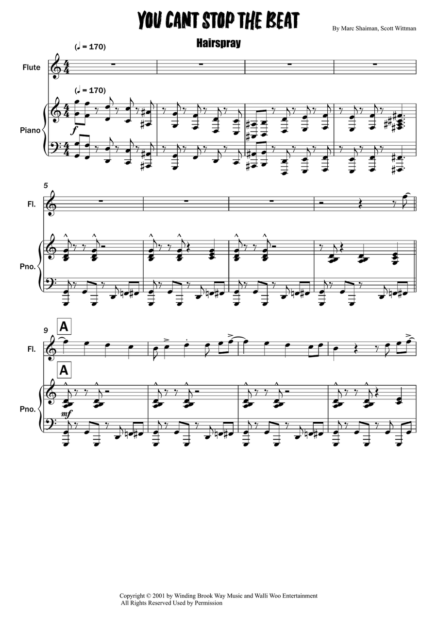 You Can't Stop The Beat You Can't Stop The Beat Flute Solo scores gallery preview page 1