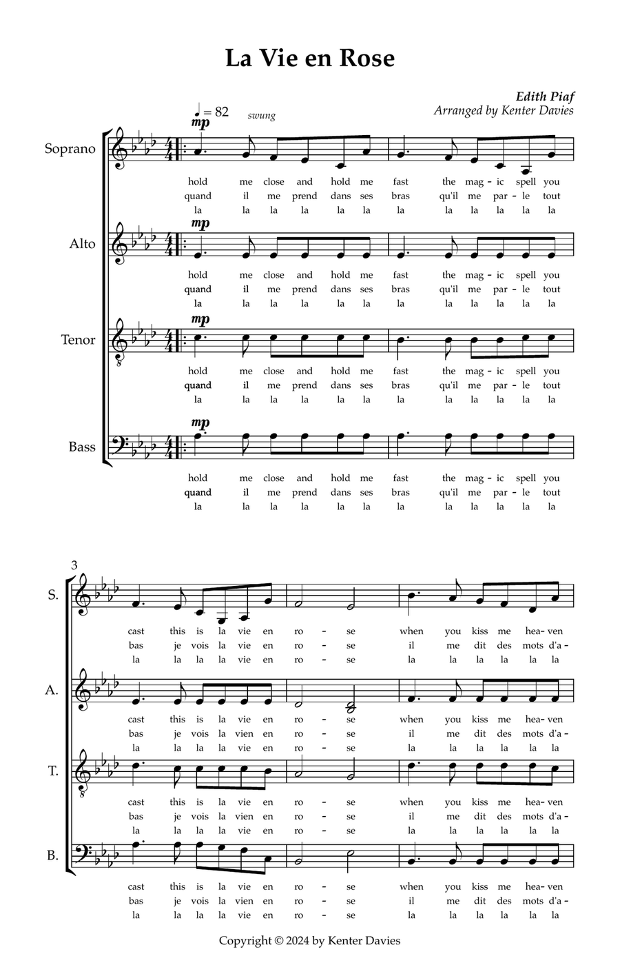 La Vie En Rose La Vie En Rose 4-Part scores gallery preview page 1