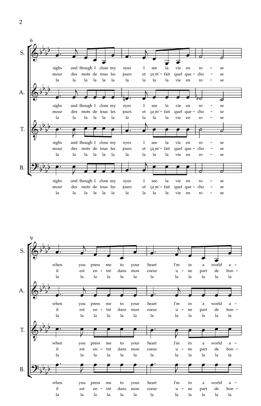 La Vie En Rose La Vie En Rose 4-Part scores gallery preview page 2