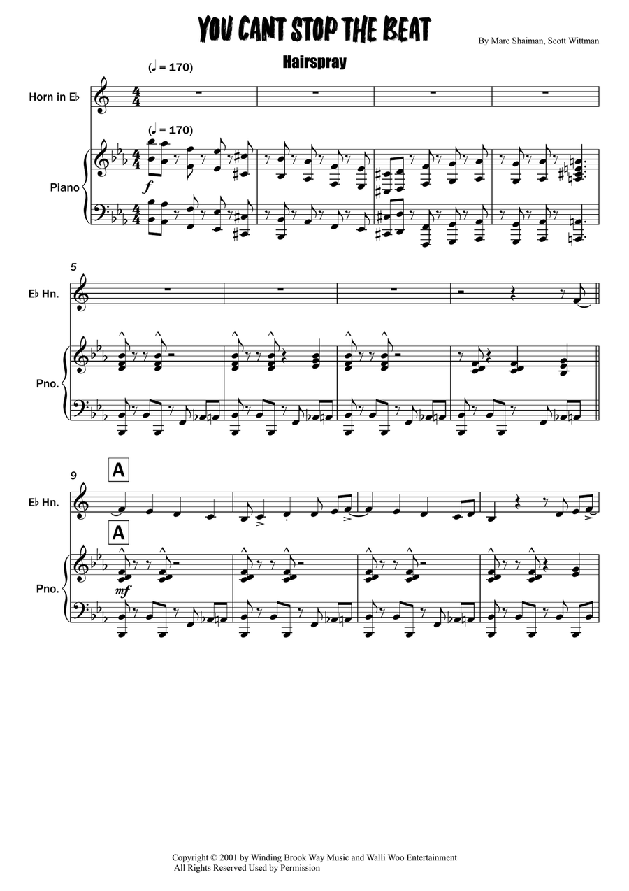 You Can't Stop The Beat You Can't Stop The Beat Horn scores gallery preview page 1