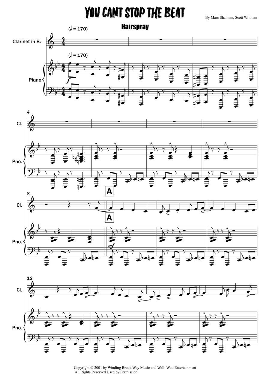 You Can't Stop The Beat You Can't Stop The Beat Clarinet Solo scores gallery preview page 1