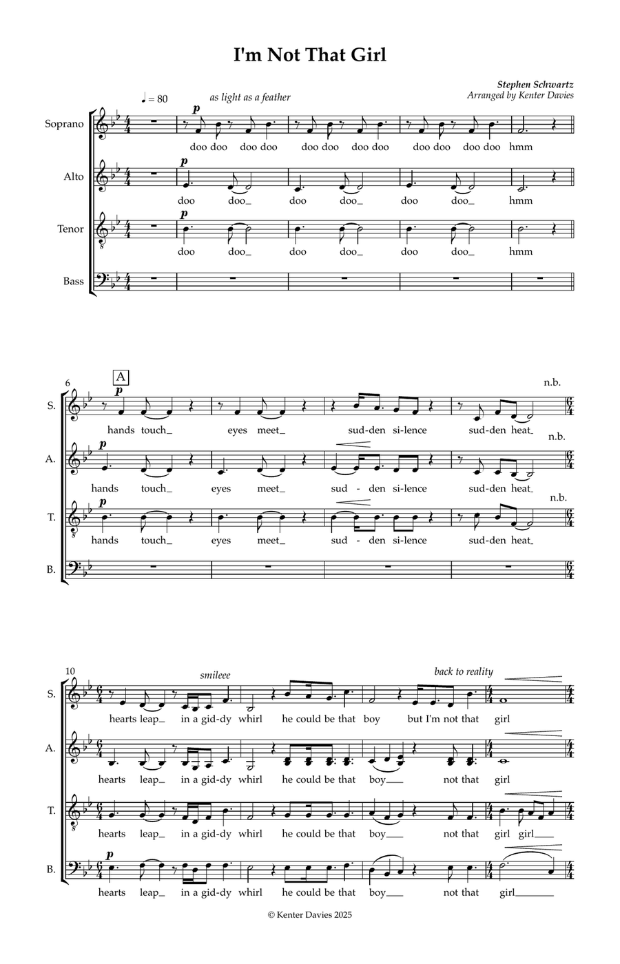 I'm Not That Girl I'm Not That Girl Divisi scores gallery preview page 1