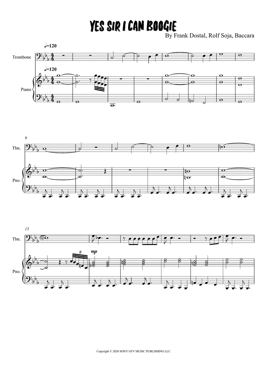 Yes Sir, I Can Boogie Yes Sir, I Can Boogie Piano scores gallery preview page 1