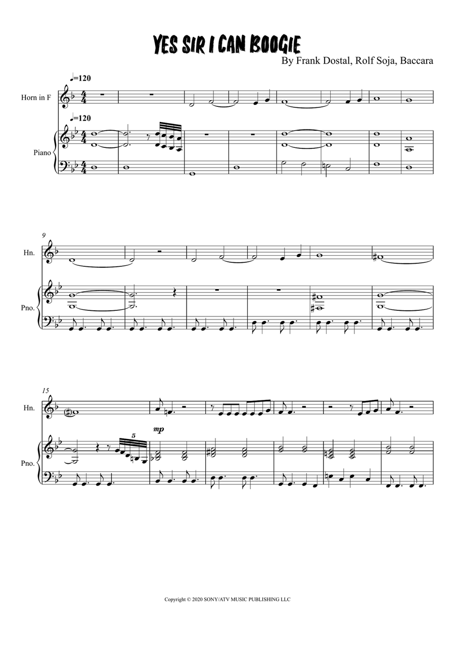 Yes Sir, I Can Boogie Yes Sir, I Can Boogie Piano scores gallery preview page 1