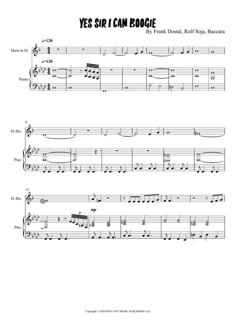 Yes Sir, I Can Boogie Yes Sir, I Can Boogie Horn scores gallery preview page 1