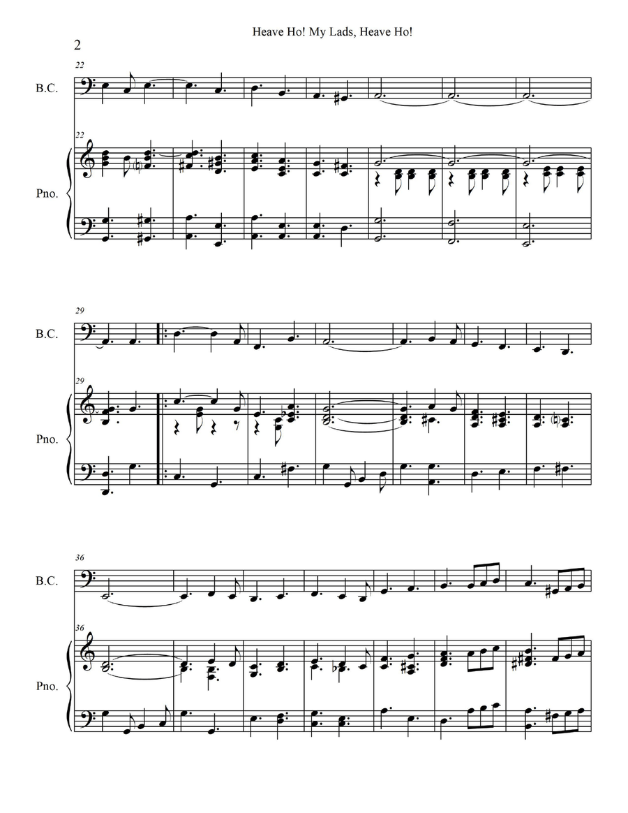 Heave Ho! My Lads, Heave Ho! - for Tuba/Bass Trombone with Piano Accompaniment Trombone scores gallery preview page 4