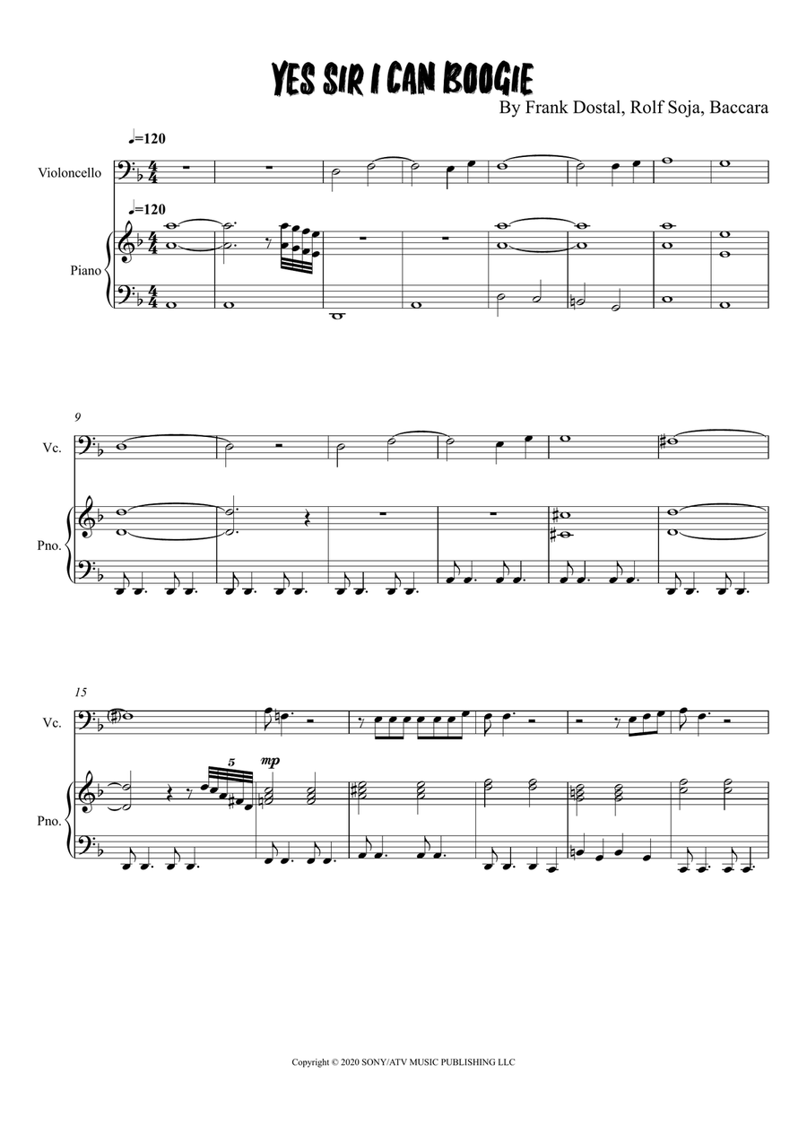 Yes Sir, I Can Boogie Yes Sir, I Can Boogie Piano scores gallery preview page 1