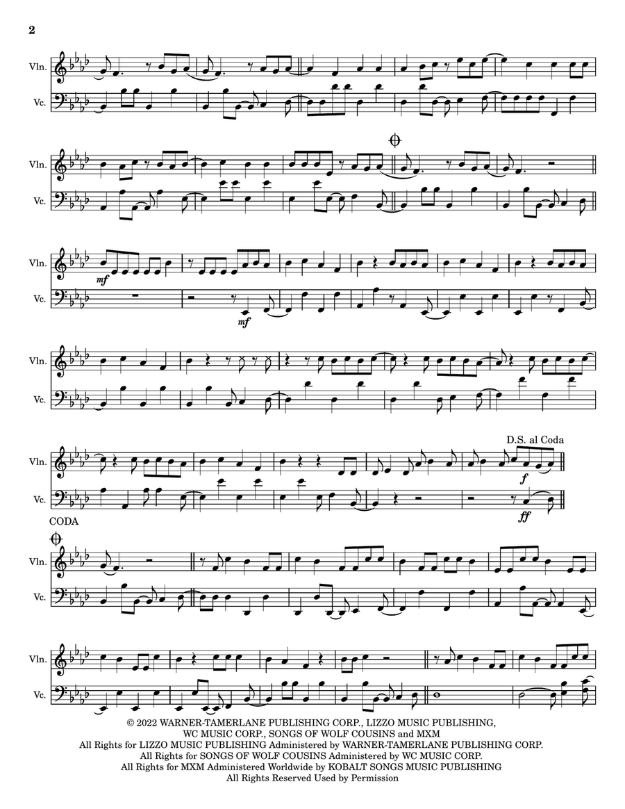 2 Be Loved (Am I Ready) String Duet scores gallery preview page 2