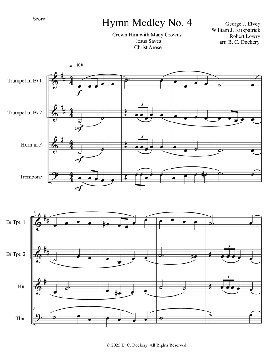 Hymn Medley No. 4 (Brass Quartet) Brass Quartet scores gallery preview page 1