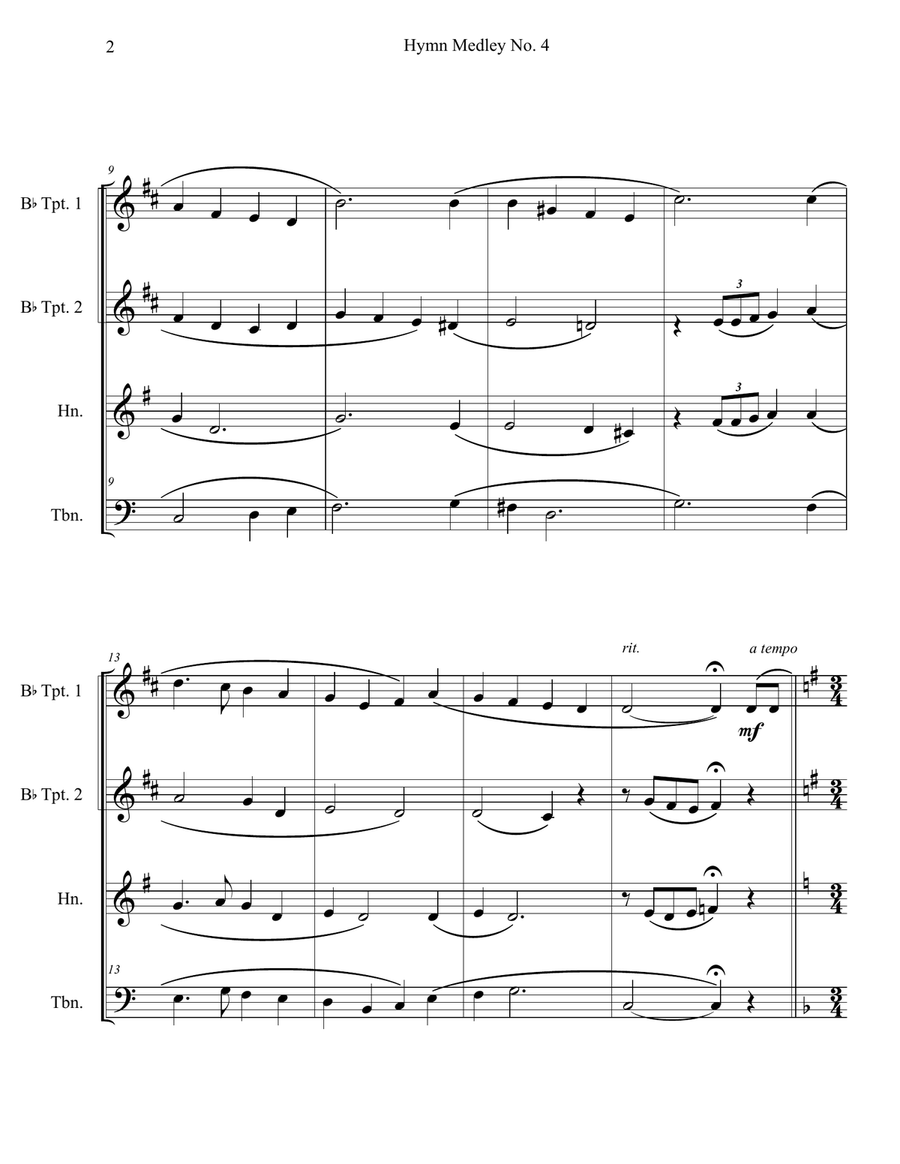 Hymn Medley No. 4 (Brass Quartet) Brass Quartet scores gallery preview page 2