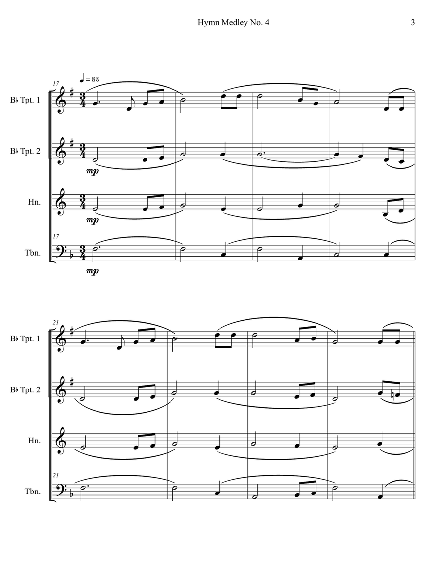 Hymn Medley No. 4 (Brass Quartet) Brass Quartet scores gallery preview page 3