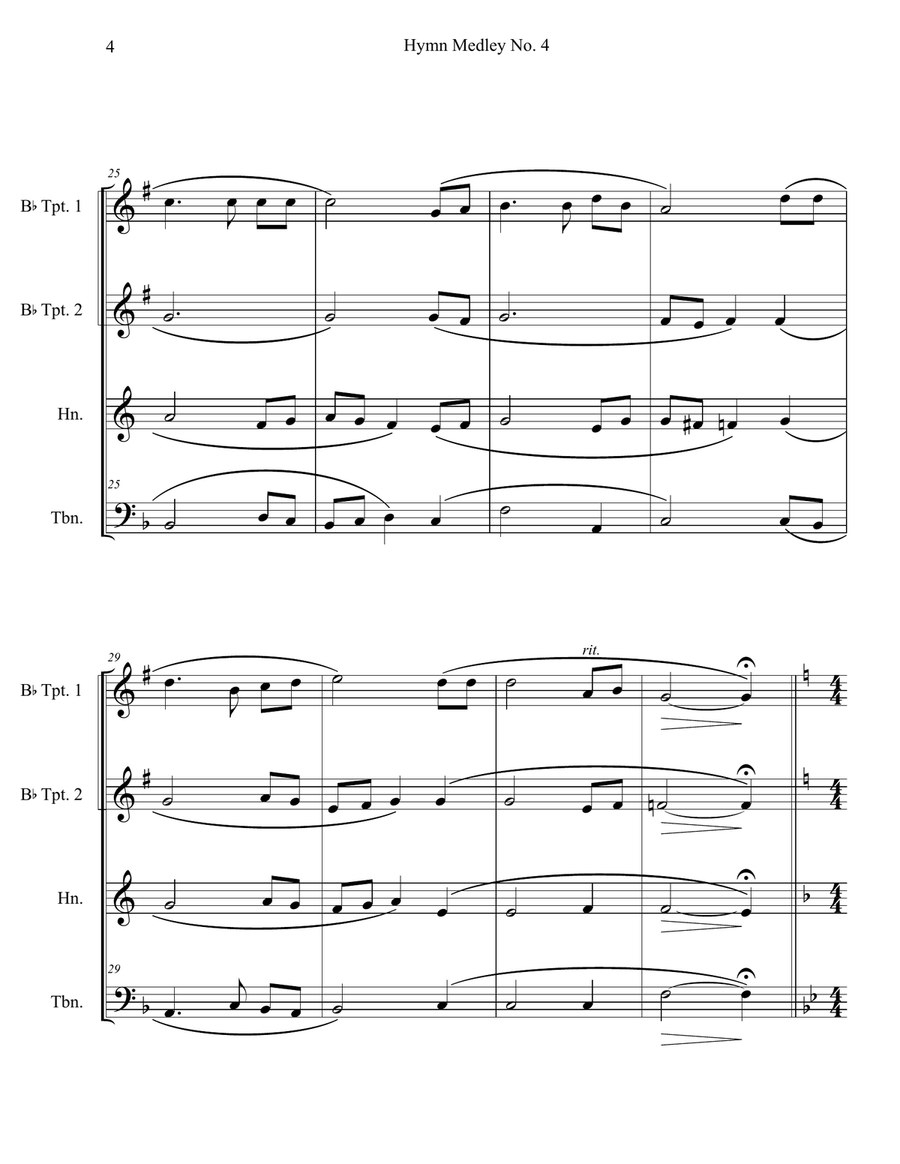 Hymn Medley No. 4 (Brass Quartet) Brass Quartet scores gallery preview page 4