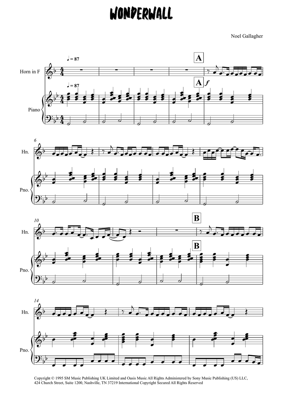 Wonderwall Wonderwall Piano scores gallery preview page 1