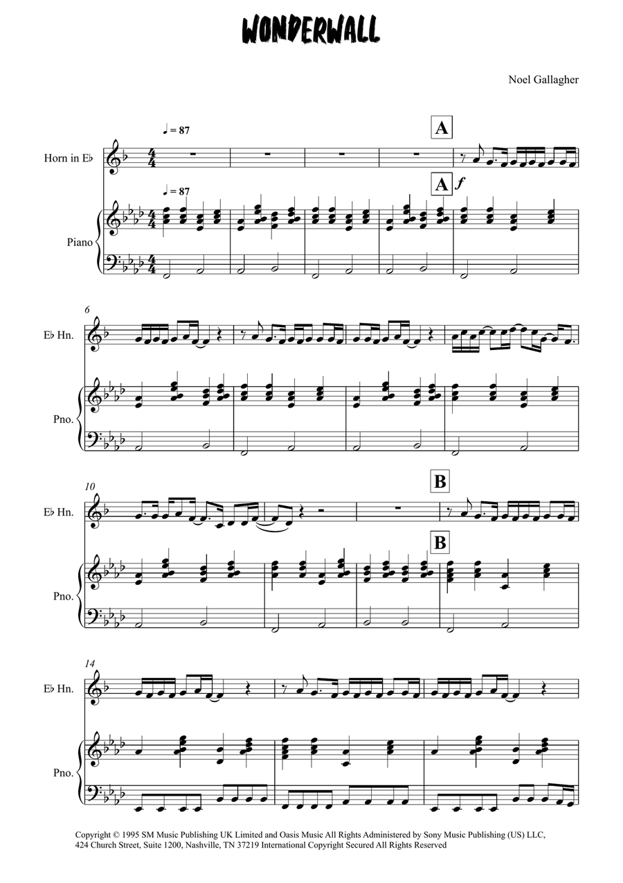 Wonderwall Wonderwall Horn scores gallery preview page 1