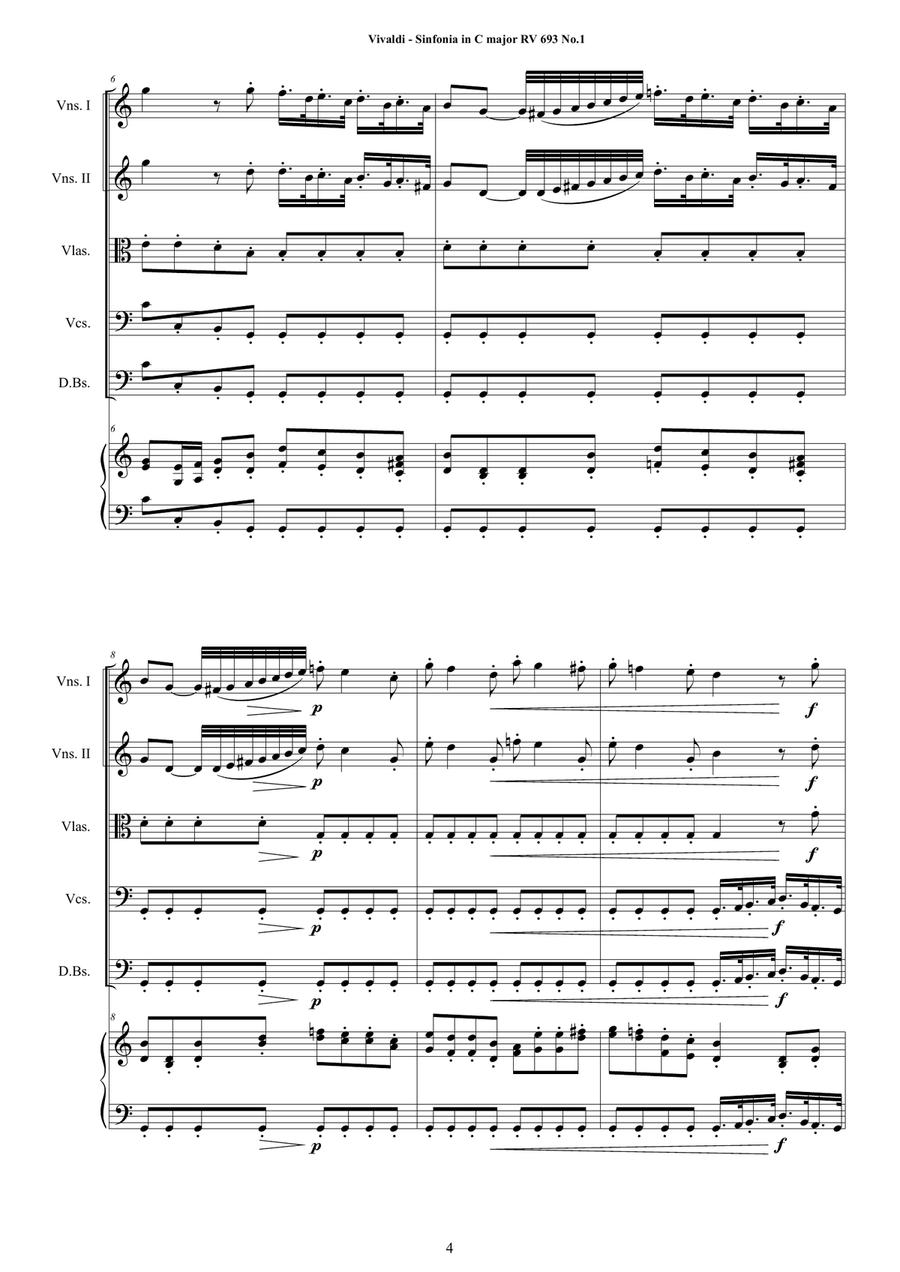 Vivaldi - Sinfonia and Ouverture RV 693 No.1-11 for String and Cembalo Chamber Orchestra scores gallery preview page 4