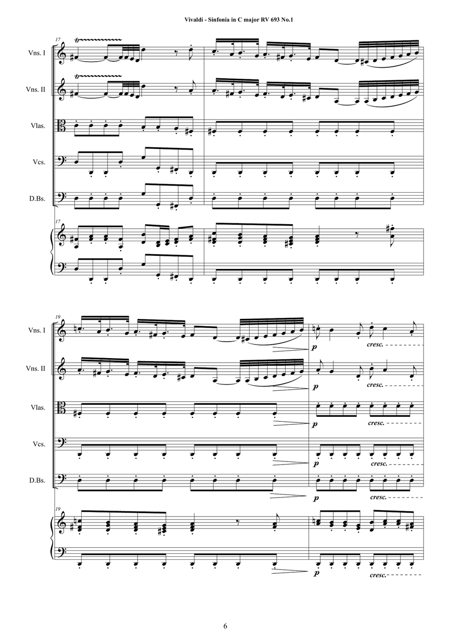 Vivaldi - Sinfonia and Ouverture RV 693 No.1-11 for String and Cembalo Chamber Orchestra scores gallery preview page 6