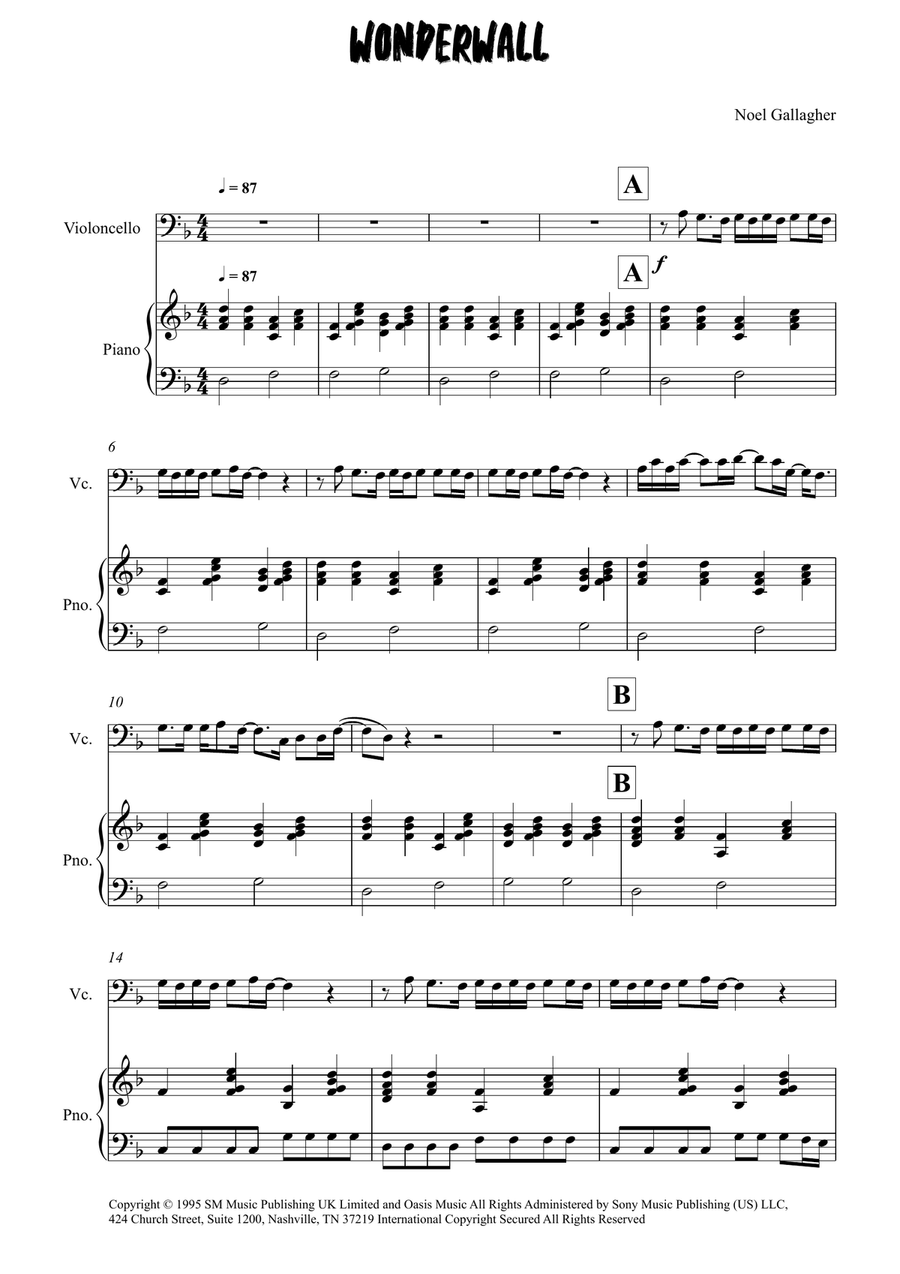 Wonderwall Wonderwall Piano scores gallery preview page 1