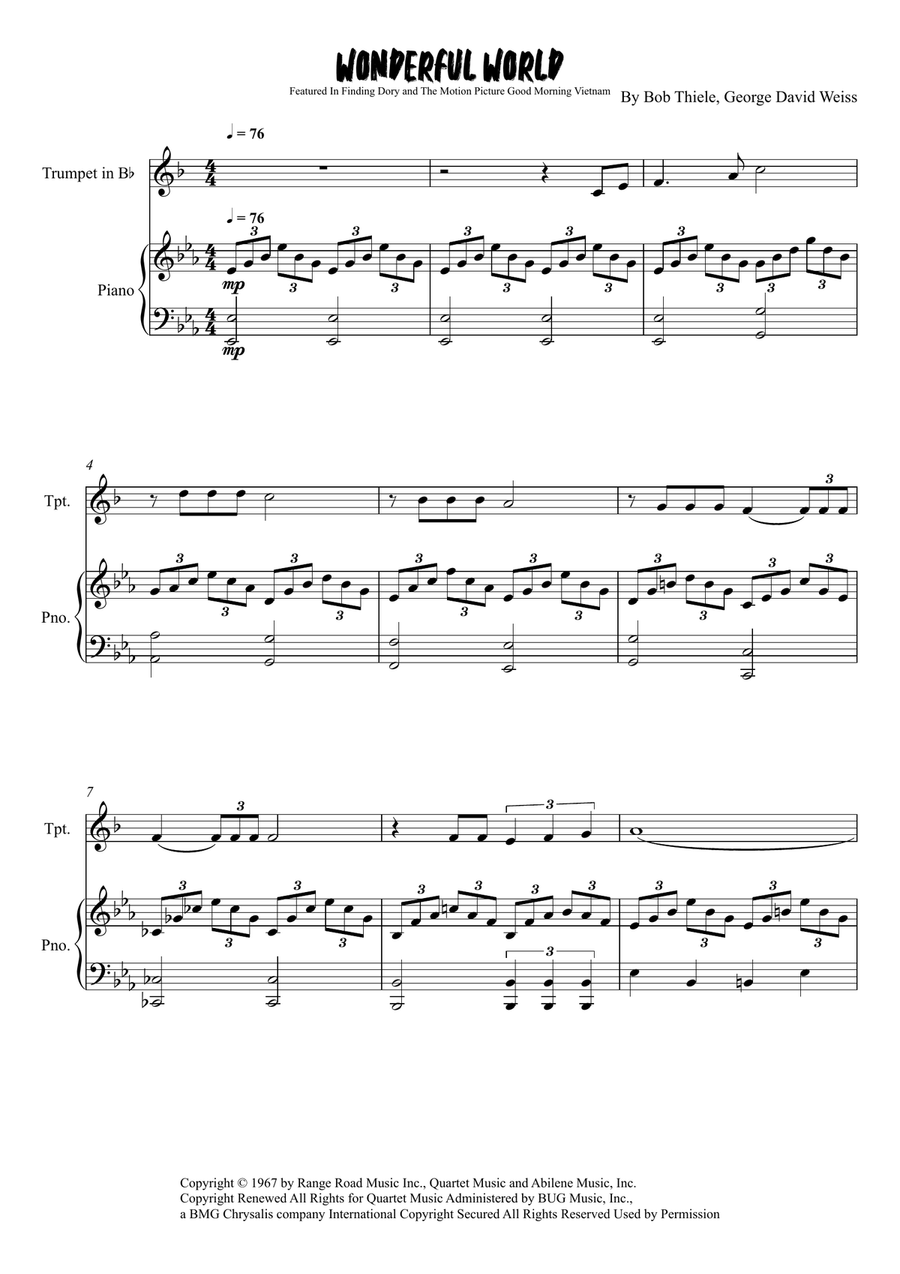 What A Wonderful World What A Wonderful World Trumpet Solo scores gallery preview page 1