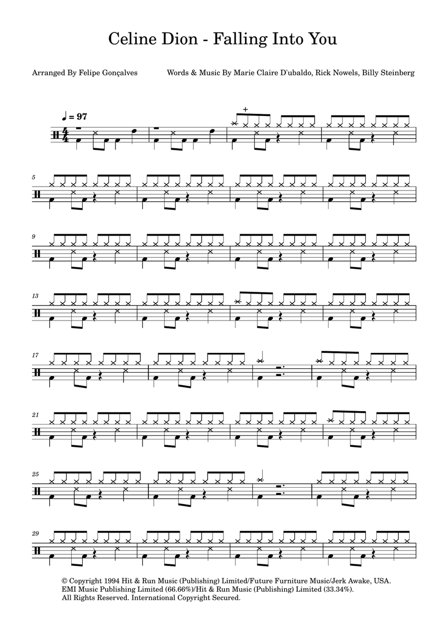 Falling Into You Falling Into You Drum Set scores gallery preview page 1