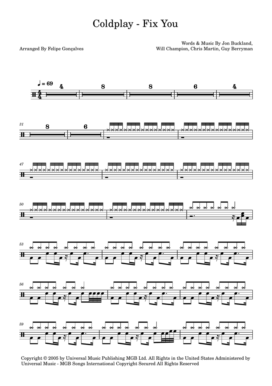 Fix You Fix You Drum Set scores gallery preview page 1
