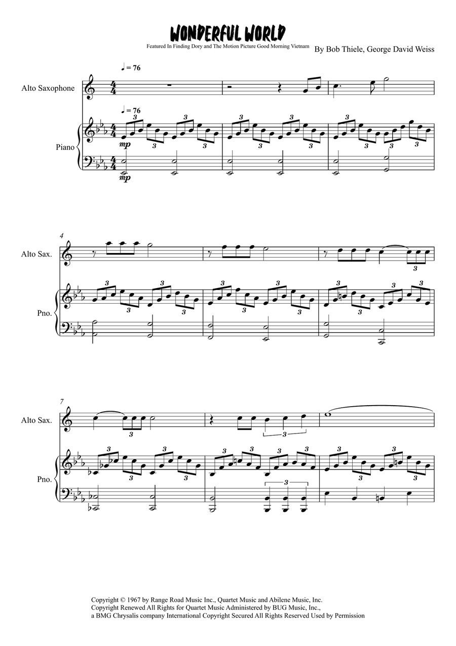 What A Wonderful World What A Wonderful World Alto Saxophone scores gallery preview page 1