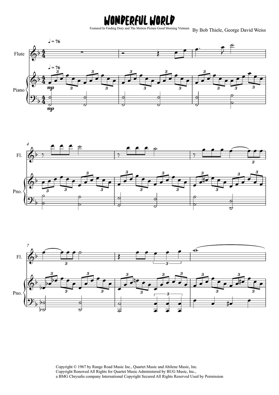 What A Wonderful World What A Wonderful World Flute Solo scores gallery preview page 1