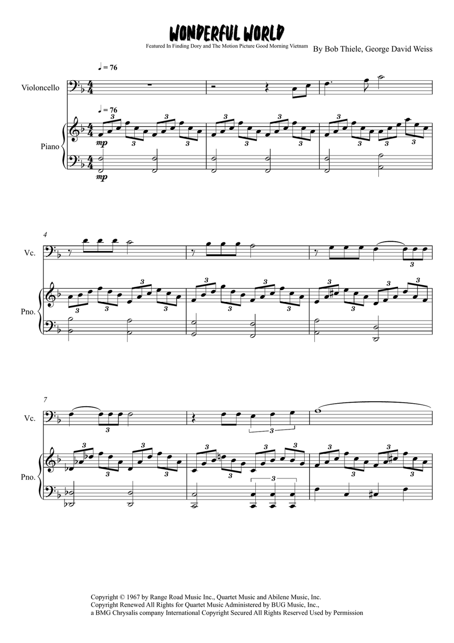 What A Wonderful World What A Wonderful World Piano scores gallery preview page 1