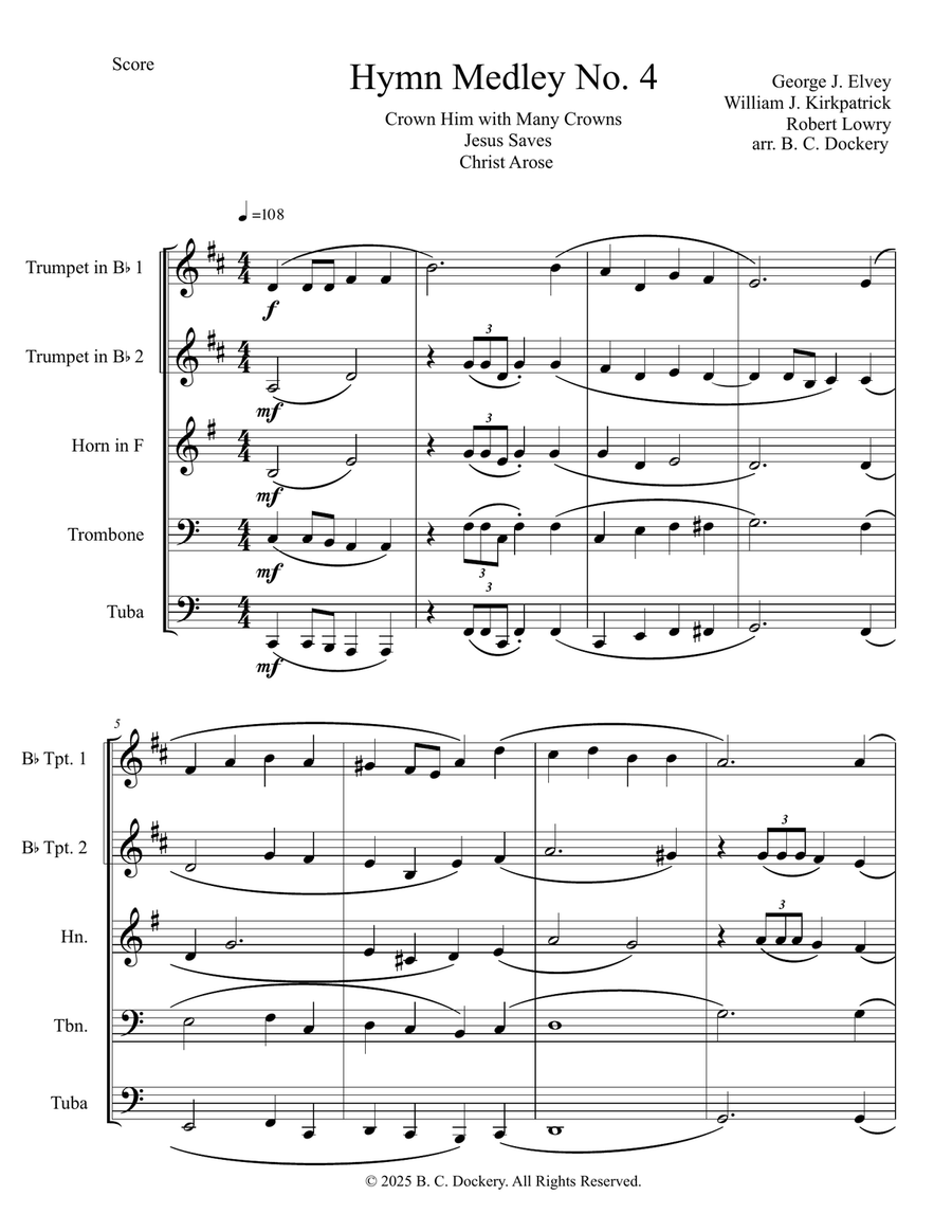 Hymn Medley No. 4 (Brass Quintet) Brass Quintet scores gallery preview page 1