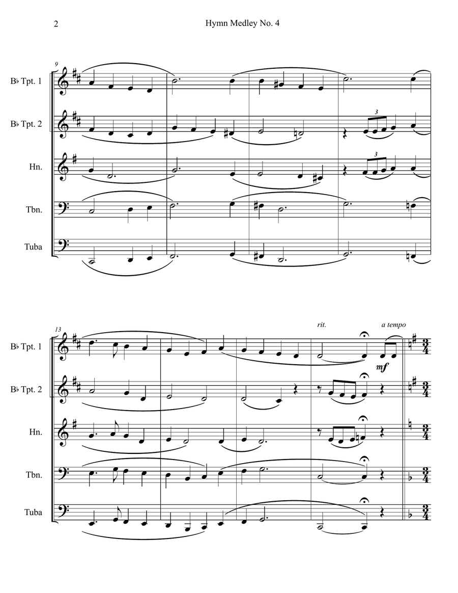 Hymn Medley No. 4 (Brass Quintet) Brass Quintet scores gallery preview page 2