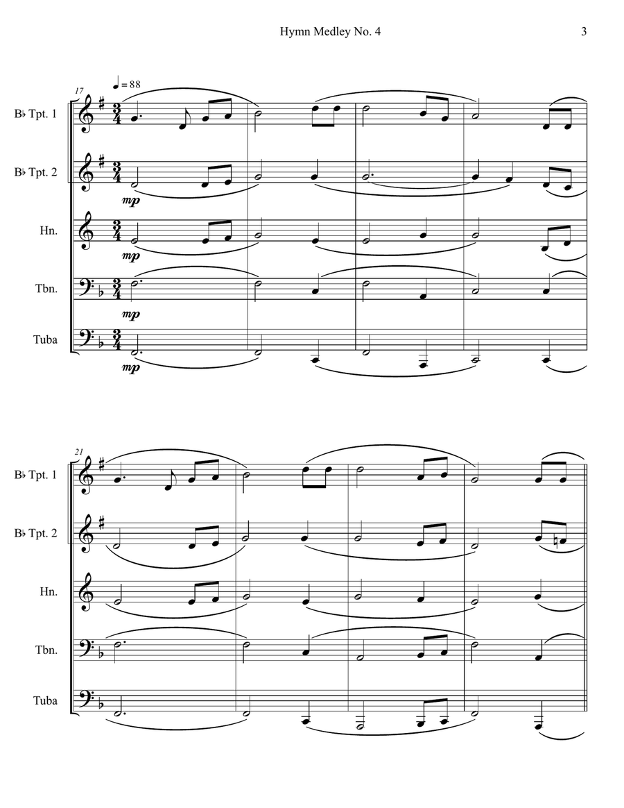Hymn Medley No. 4 (Brass Quintet) Brass Quintet scores gallery preview page 3