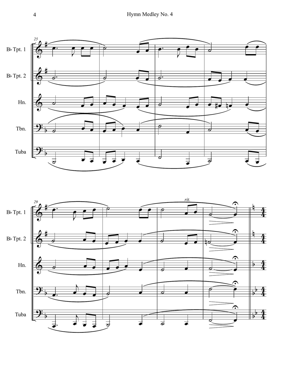 Hymn Medley No. 4 (Brass Quintet) Brass Quintet scores gallery preview page 4