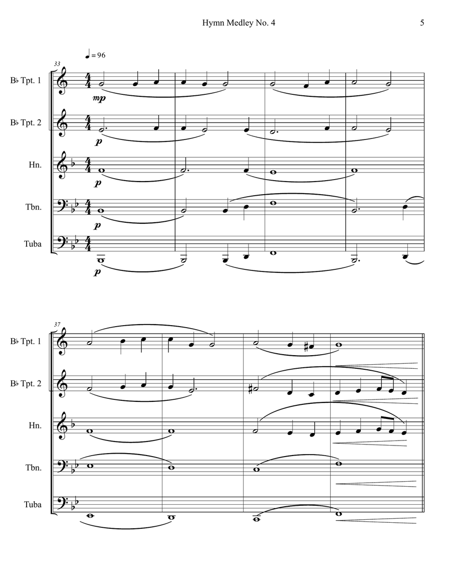 Hymn Medley No. 4 (Brass Quintet) Brass Quintet scores gallery preview page 5