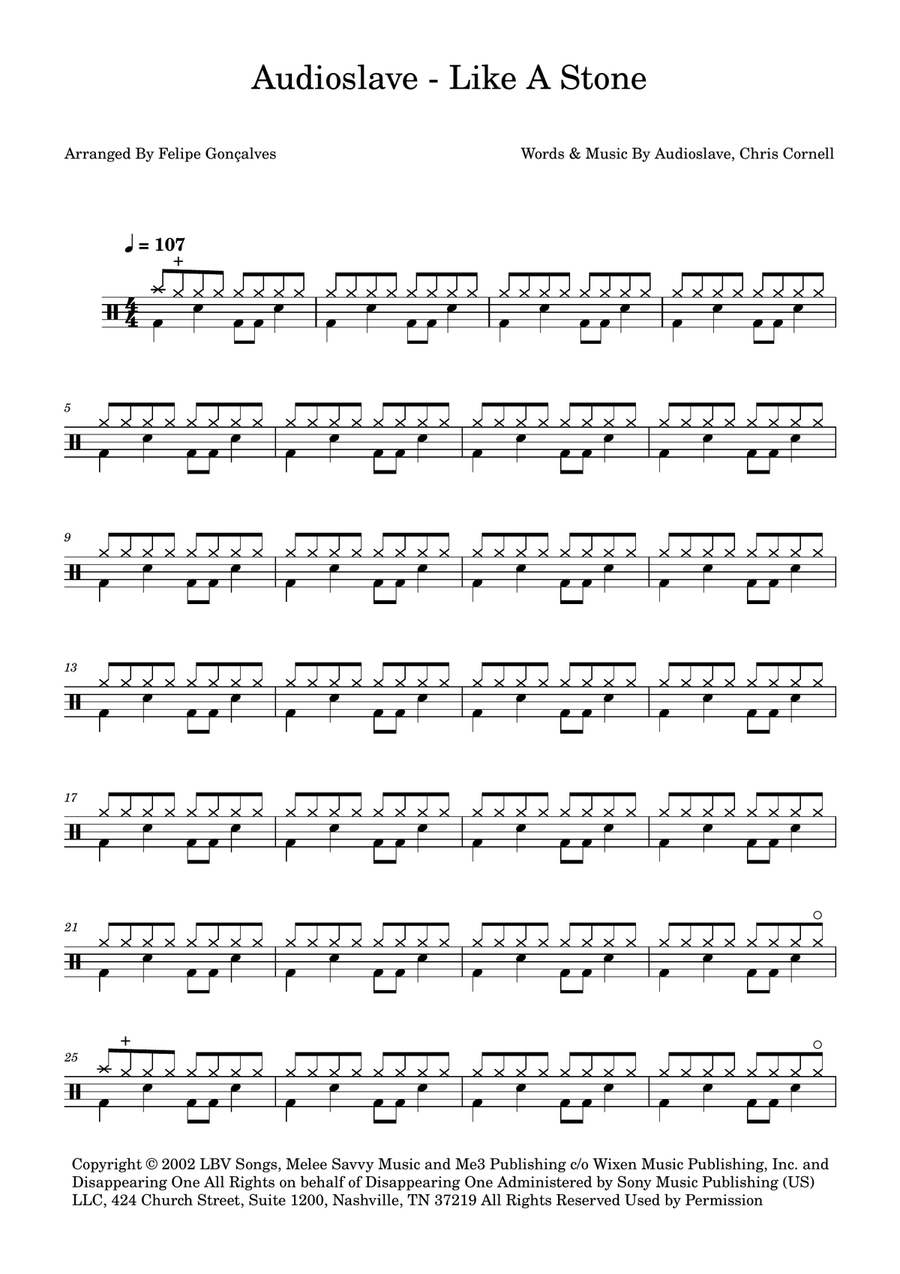 Like A Stone Like A Stone Drum Set scores gallery preview page 1