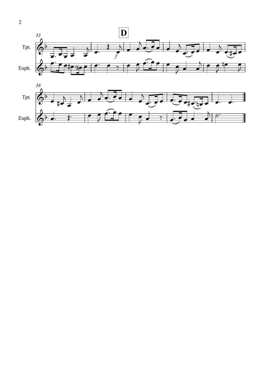 Greensleeves for Trumpet and Euphonium Duet Brass Duet scores gallery preview page 2