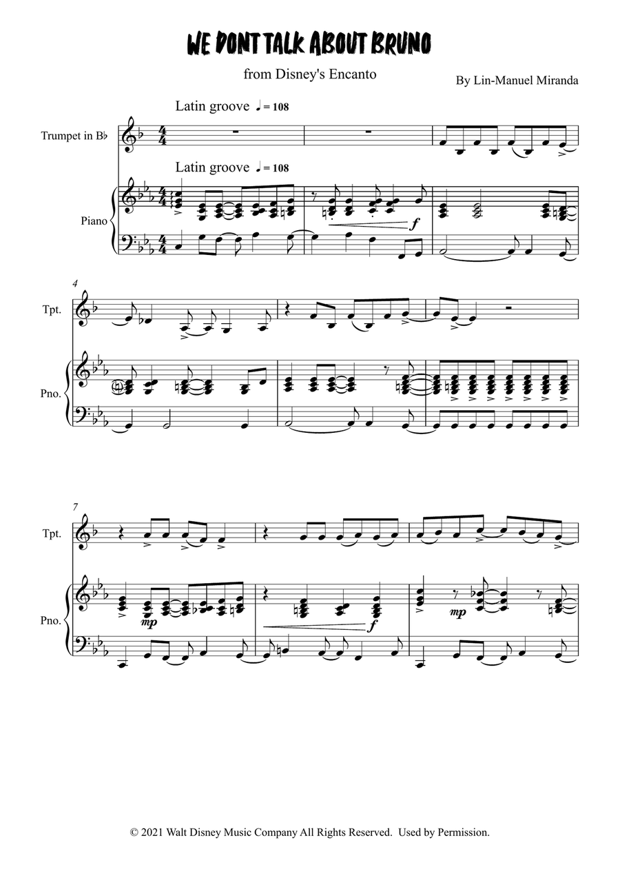 We Don't Talk About Bruno Trumpet Solo scores gallery preview page 1