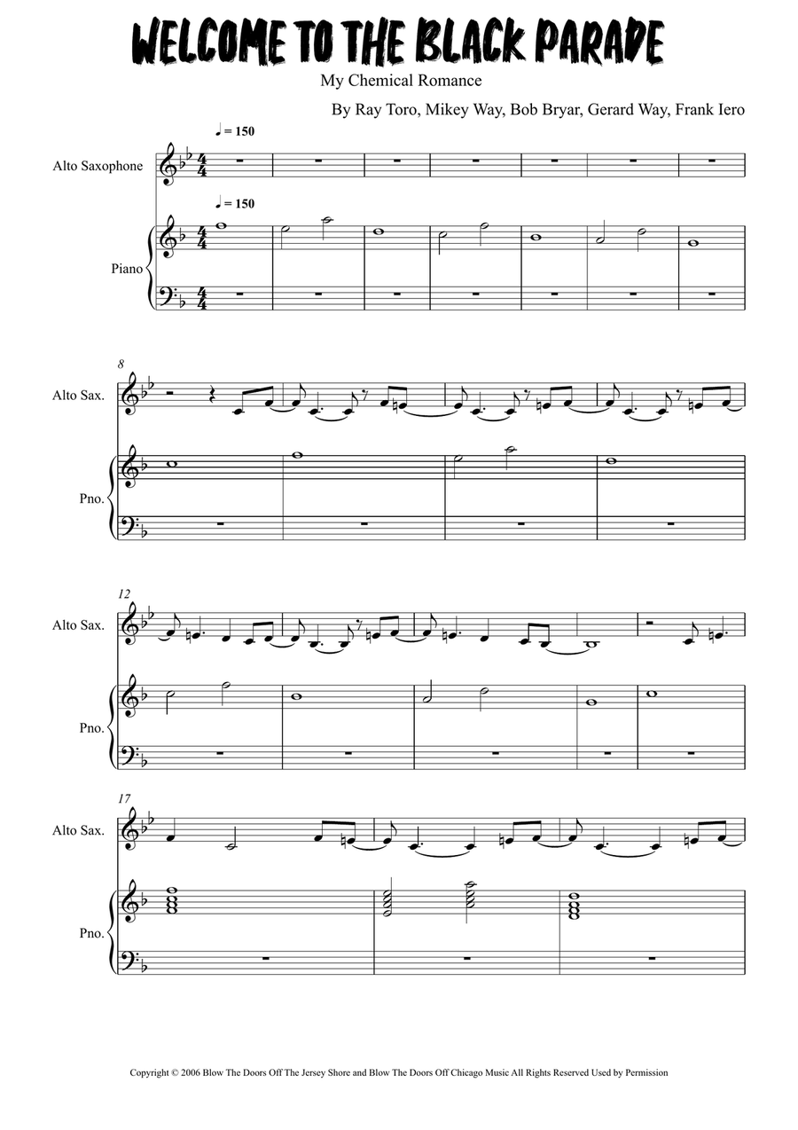 Welcome To The Black Parade Alto Saxophone scores gallery preview page 1