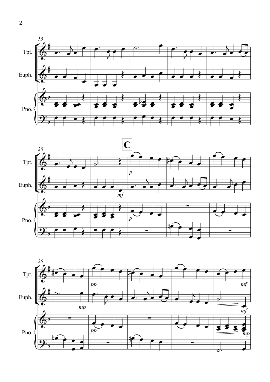 Auld Lang Syne for Trumpet and Euphonium Duet Brass Duet scores gallery preview page 2