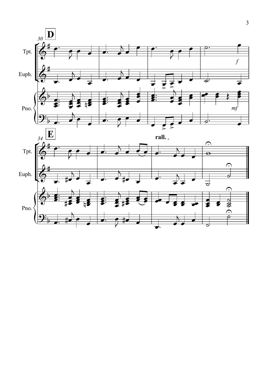 Auld Lang Syne for Trumpet and Euphonium Duet Brass Duet scores gallery preview page 3