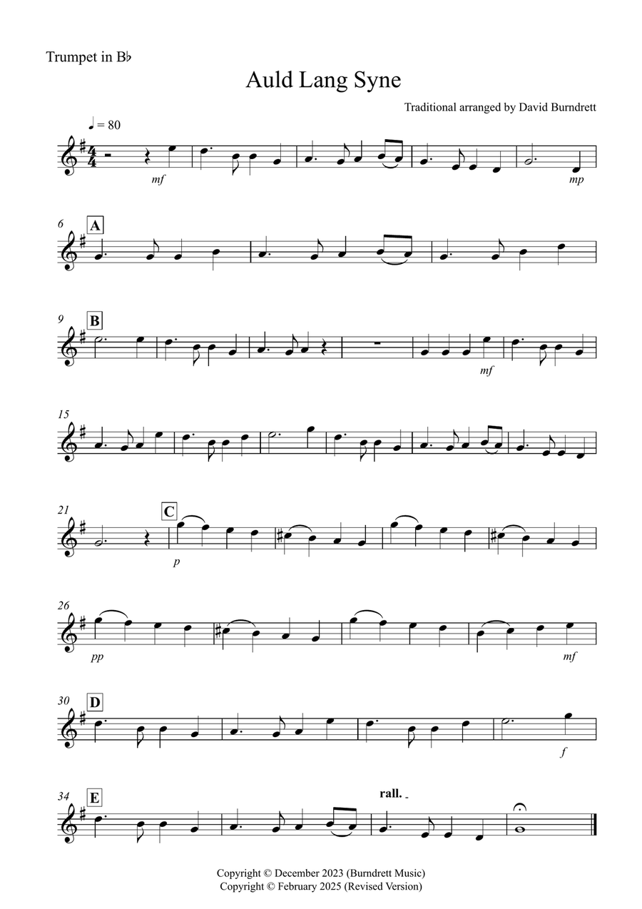 Auld Lang Syne for Trumpet and Euphonium Duet Brass Duet scores gallery preview page 4