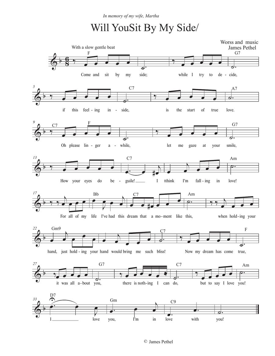 Will You Bit By My Side? Will You Bit By My Side? Piano, Vocal scores gallery preview page 1