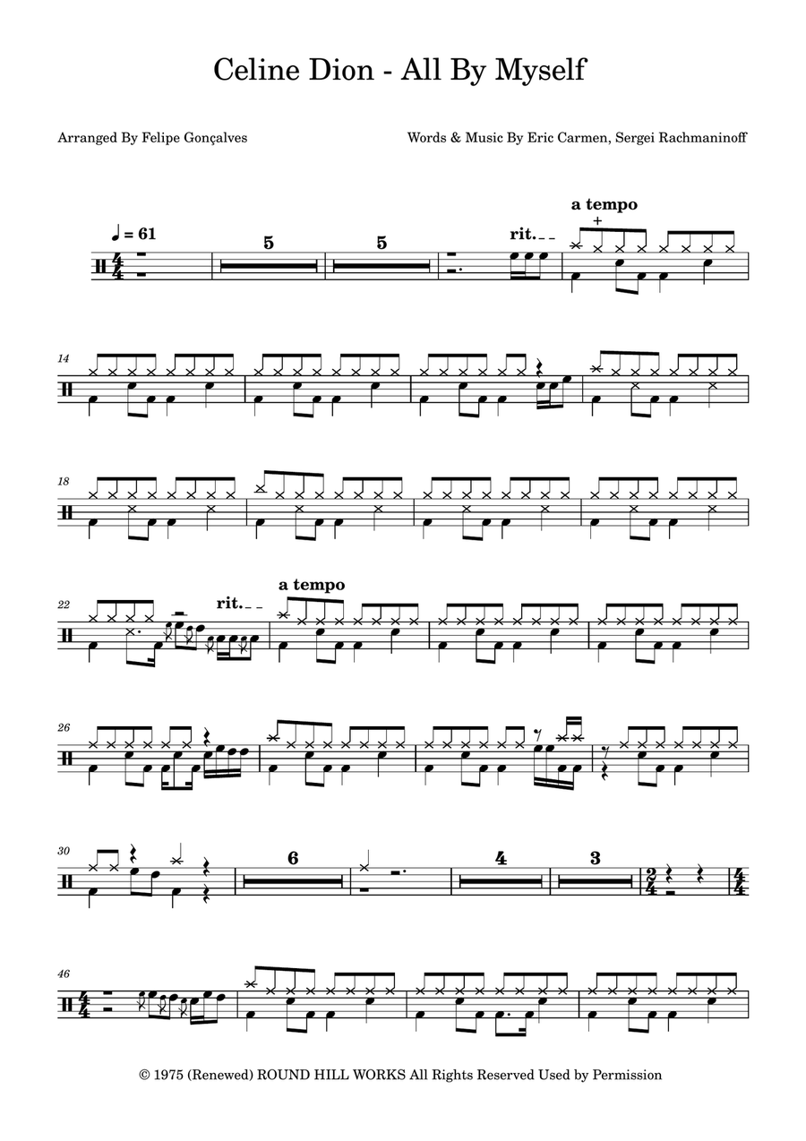 All By Myself All By Myself Drum Set scores gallery preview page 1