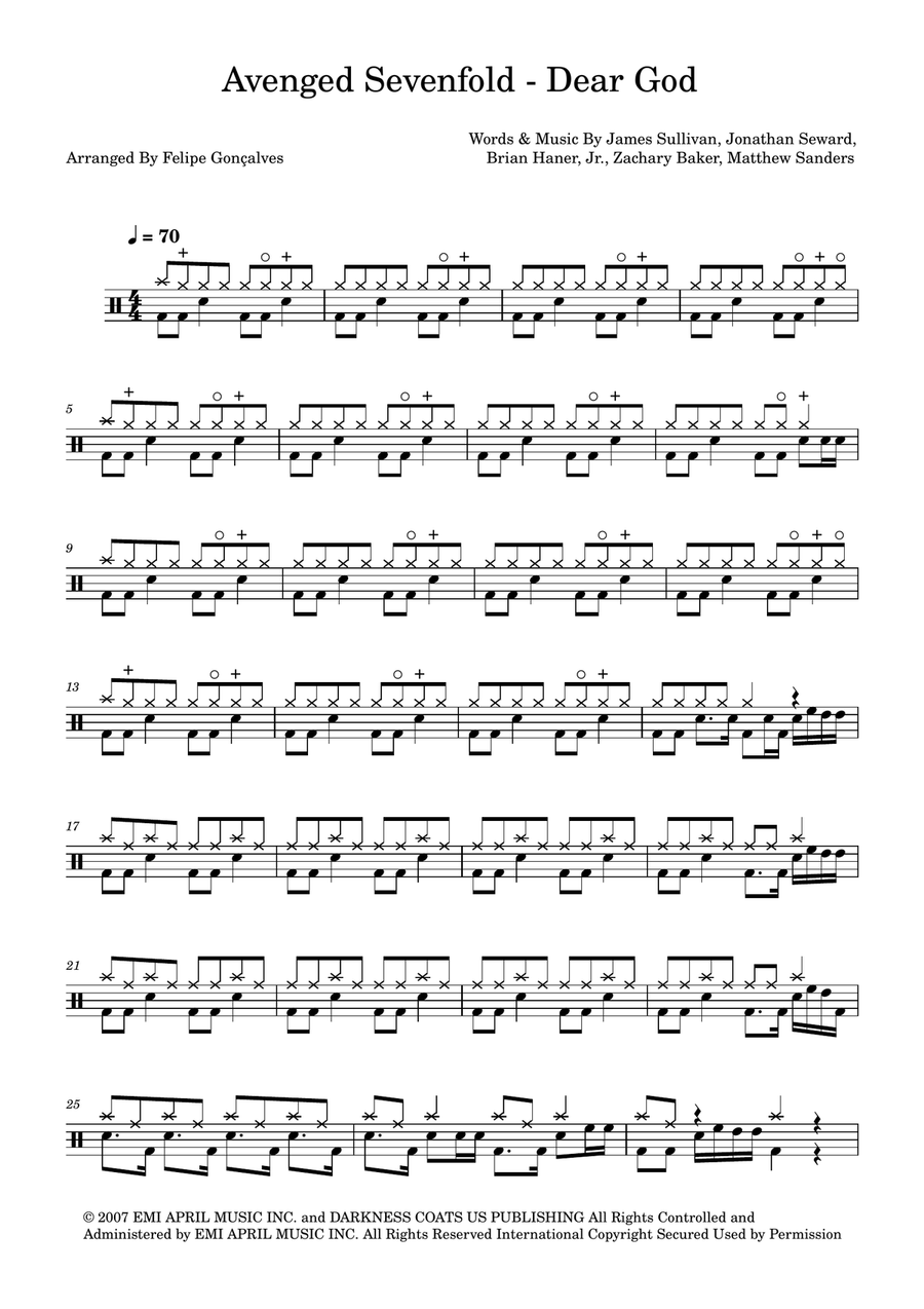 Dear God Dear God Drum Set scores gallery preview page 1