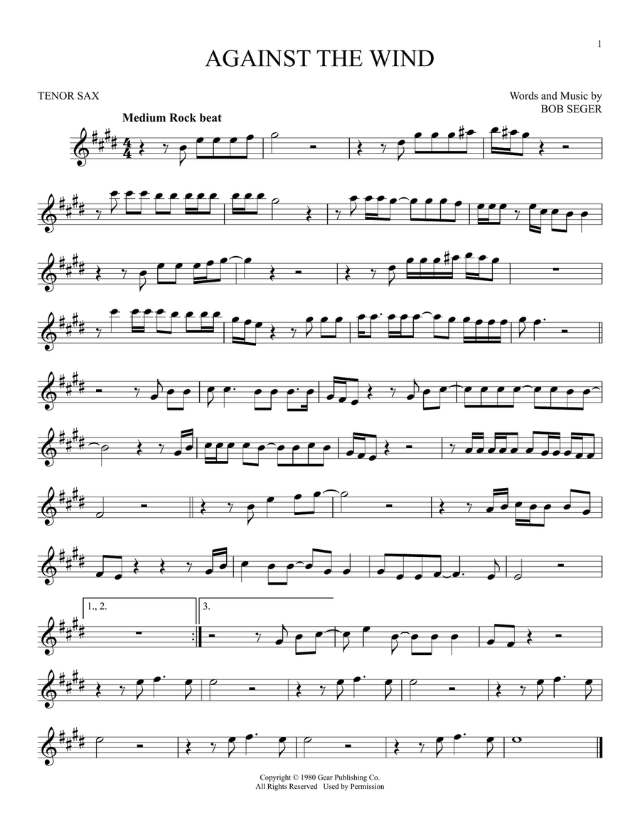 Against The Wind Against The Wind Tenor Saxophone scores gallery preview page 1