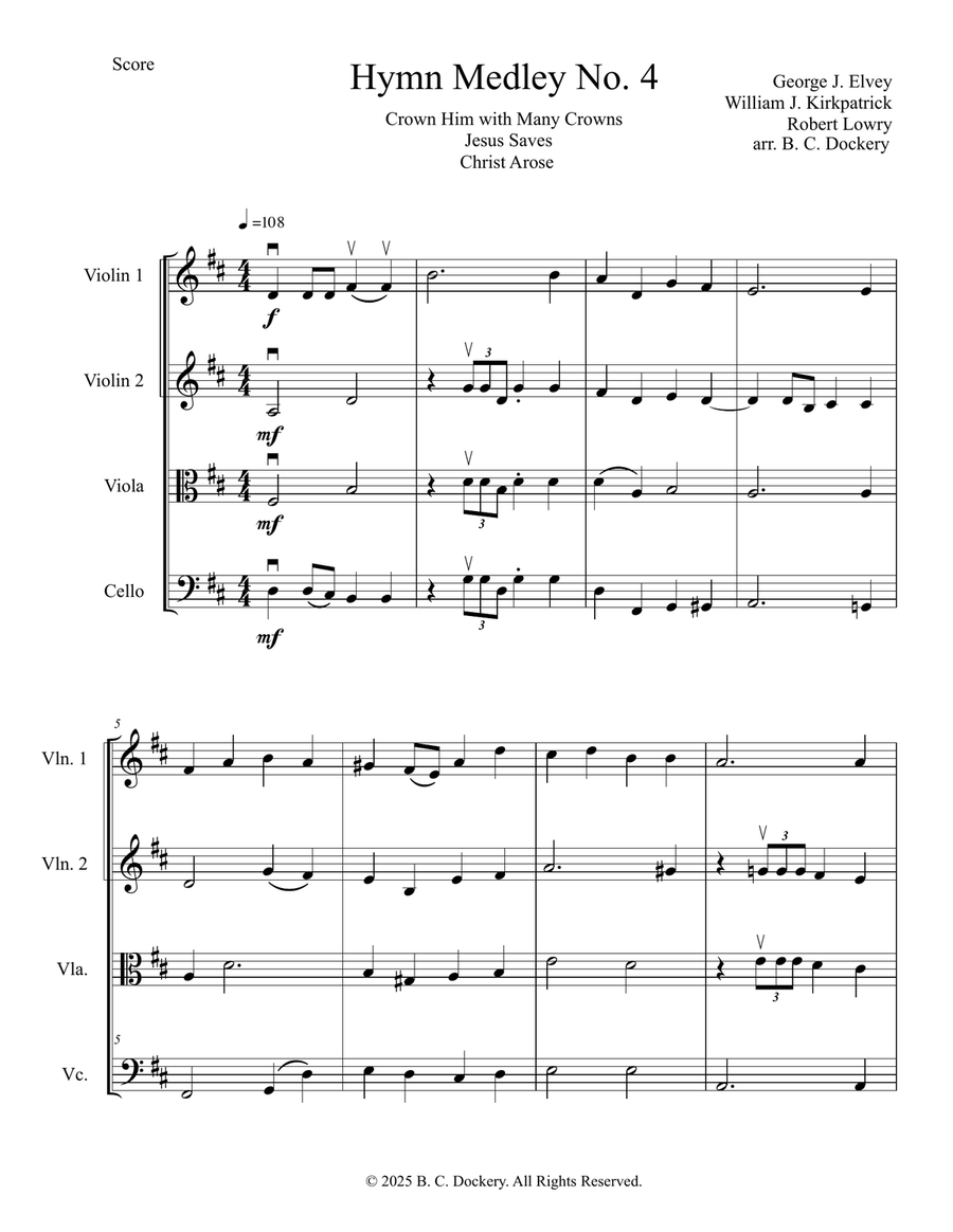 Hymn Medley No. 4 (String Quartet) String Quartet scores gallery preview page 1
